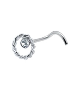 Ring in Stone Silver Curved Nose Stud NSKB-645